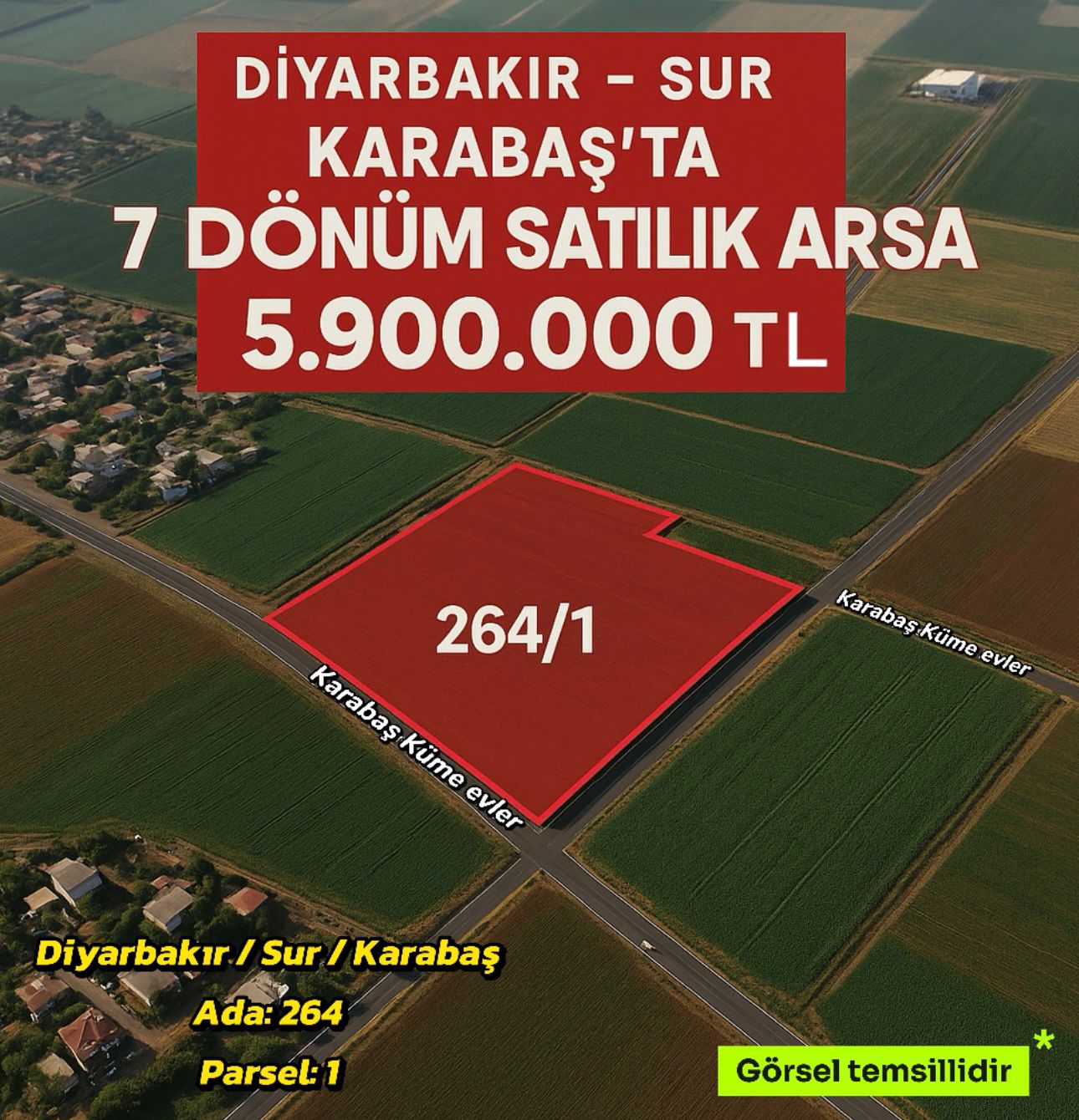 SİLVAN YOLU ÜZERİ 7 DÖNÜM SATILIK ARSA 